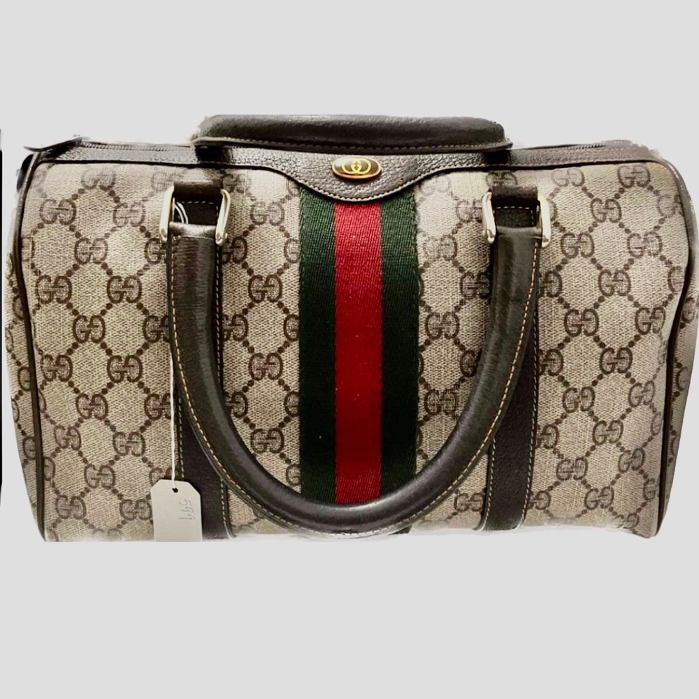 Gucci Sherryline PVC Monogram Authentic &Vintage Brown Boston/Speedy Bag Size 28
